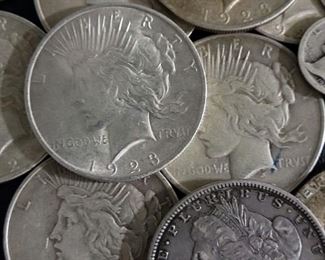 Silver Morgan and Peace Dollars