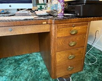 Mid-Century modern desk with glass top