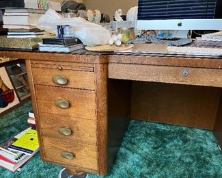 Mid-Century  modern desk with glass top