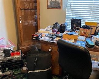 Gun cabinet. Desk and chair