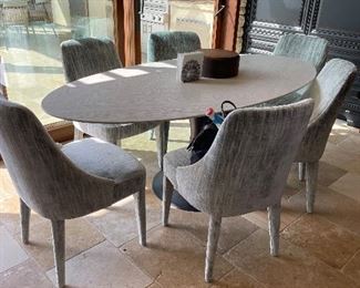 Julian Chichester 77” x 39” Dakota Table in Bleached Oak - Brancusi - Saarinen Style bronze table base