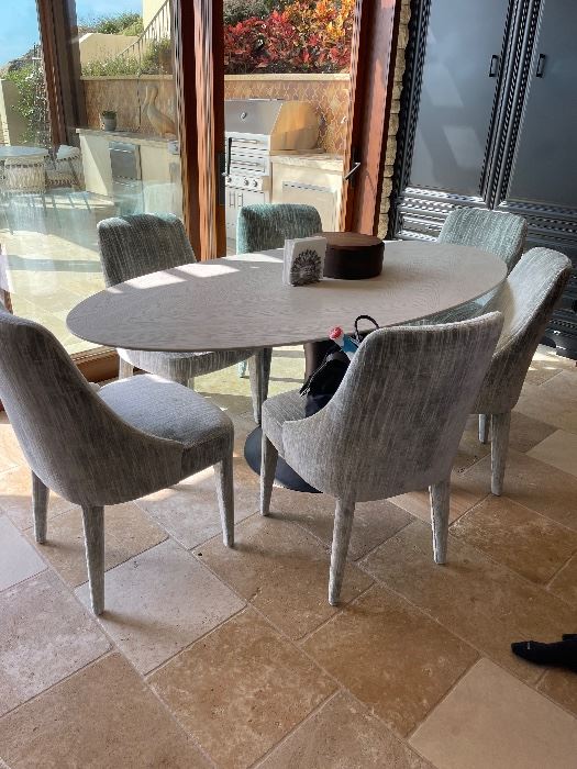 Julian Chichester 77” x 39” Dakota Table in Bleached Oak - Brancusi - Saarinen Style bronze table base