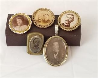 Little pins with ambrotype photos from mid 1800s