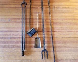 Over-sized Iron and Brass Fireplace Tools