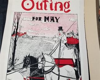 1800s Litho of "Outing" Magazine Cover by Willard Bonte
