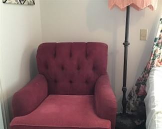 Burgundy Comfy Chair and FloorLamp