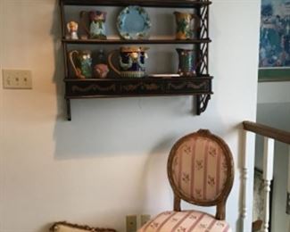 Wall Shel, Pillows, and Chair