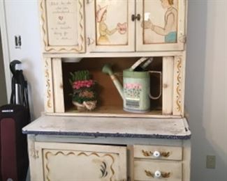 Hand painted antique Hoosier Cabinet
