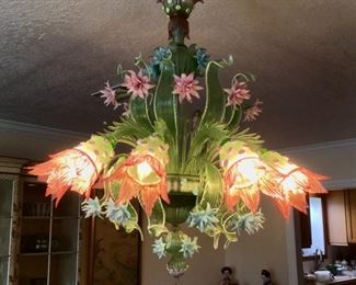 Fabulous Hand Blown Glass Chandelier Murano Glass  from Italy.  You have to remove and it does come apart.  
