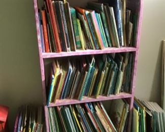 Childrens Books and Painted Shelf 