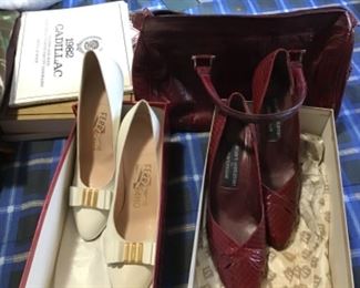 Vintage Feragamo Shoes, Stuart Weitzman, and several Bruno Magli  Shoes, also vintage clothes from the 1980s 