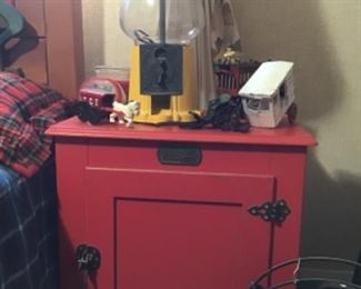 Red Nightstand , ice box Style, Gumball Lamp