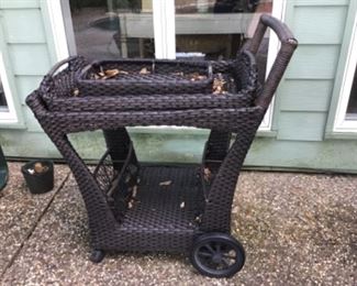 Outdoor wicker teacart