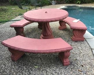 Cement table with benches, you move 