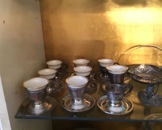 Sterling Demitasse with Lenox Inserts 