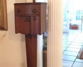 Antique Oak shaving Stand with Mirror.  