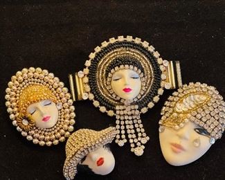 PORCELAIN FACES  BY ELVIRA AND JACKIE BROOCHS