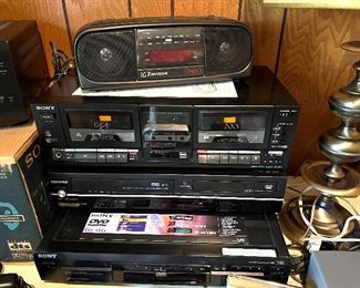 Emerson Radio - Sony Cassette Player - Toshiba VHS - Sony DVD Player 