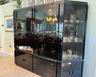 Black wall unit with lighting 