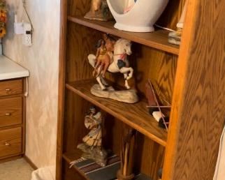 Shelving, hand painted ceramics