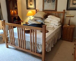 Queen bed with wood frame