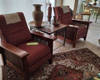 2 Stickley or Mission style chairs