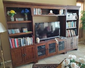 Large entertainment center.  Sony TV, model KDL-46EX600, Sony DVD player