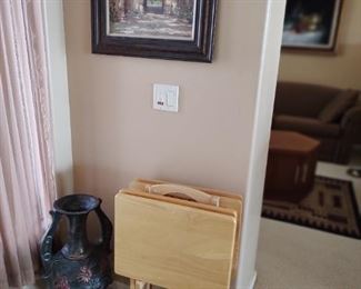 Set of 4 wood TV tables