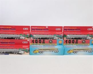 Lot Of 6 Mobil And Shell Toy Tanker Trucks
