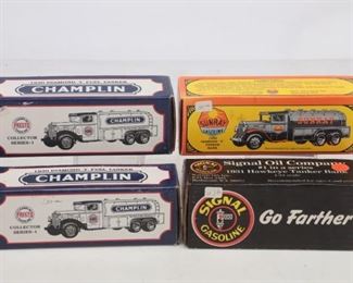 Lot Of 4 Ertl Coin Bank Champlin- Signal Gasoline- Sunray