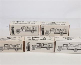 Lot Of 5 Ertl Coin Banks - Pennzoil- Tyrol- Hawkeye Wrecker