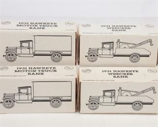 Lot Of 4 Ertl 1931 Hawkeye Motor Truck Cast Metal Bank