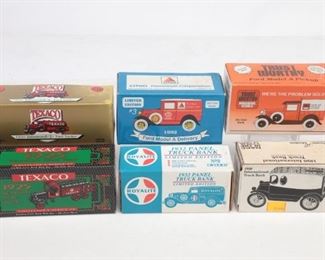 Lot Of 6 Ertl Die Cast Coin Banks - Texaco - Royalties -citco