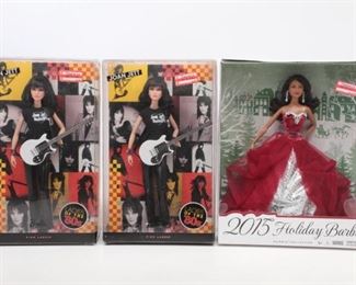 3pc Barbie Lot Joan Jett And 2015 Holiday Barbie