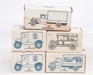 Lot Of 5 Vintage Scale Model Coin Bank Trucks