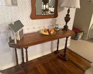 solid wood entry/sofa table marble - and glass fruit