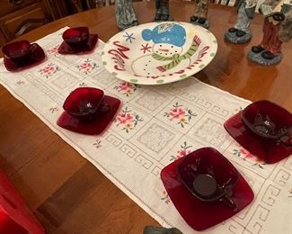 ruby red glass set 10 pc square set christmas ya'll