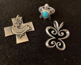 super retired dove cross pendant- turtle ster avery ring- and open butterfly- may be retired not sure yet- all in lovely condition