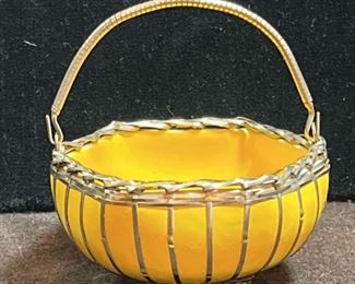 Japanese Silver Wrapped Trinket Dish Or Basket