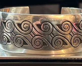 Marcus Coochwykvia Stamped Silver Cuff