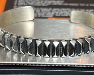 Leander Tahe Sterling Navajo Cuff