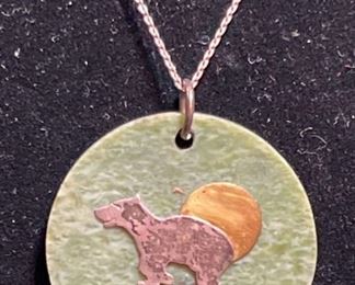 MWM Signed Stone Pendant With Applique