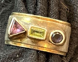 Sterling SemiPrecious Stones Accent Ring