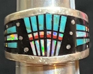 Sterling & Stone Inlay Ring By Spencer Navajo 1