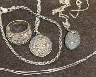 Sterling Ring, Bracelet And Necklaces