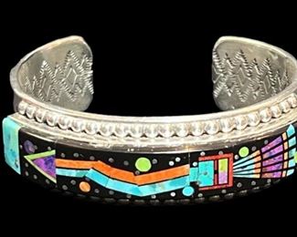 SYLVANA APACHE Signed Canoncito Band Of Navajos Sterling Cuff