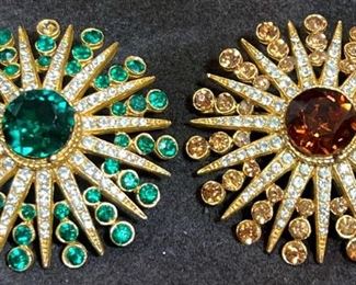 Two Art Signed Costume Brooches