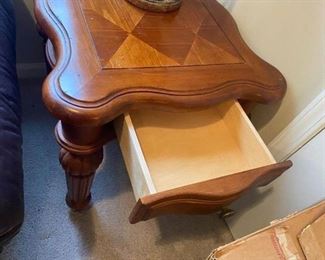 #23 inlay end table with 1 drawer and thick legs 24x27x24 $75