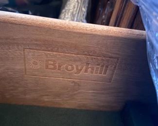 #14 Broyhilll China Cabinet with 4 leaded glass doors, glass shelves 4 drawers, 2 wood doors 71wx18 dx31-84 tall (2 piece) $300.  VERY heavy.