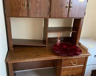 #18 Laminate desk with hutch and 2 drawrs $25